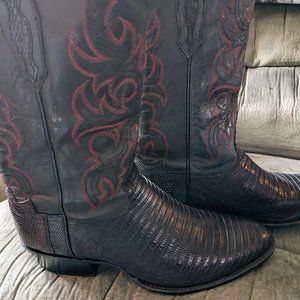Tony Lama Caprock Black Cherry Teju cowboy boots 13d